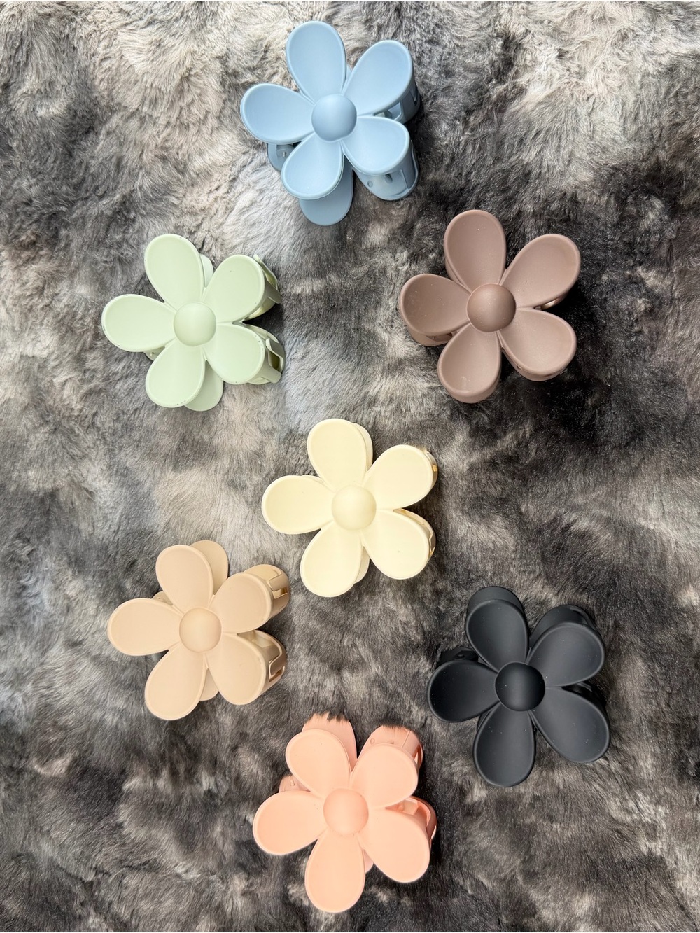 Matte Flower Hair Claw Clip Bundle Set of 7 Pastel Neutral Colors Non Slip Grip
